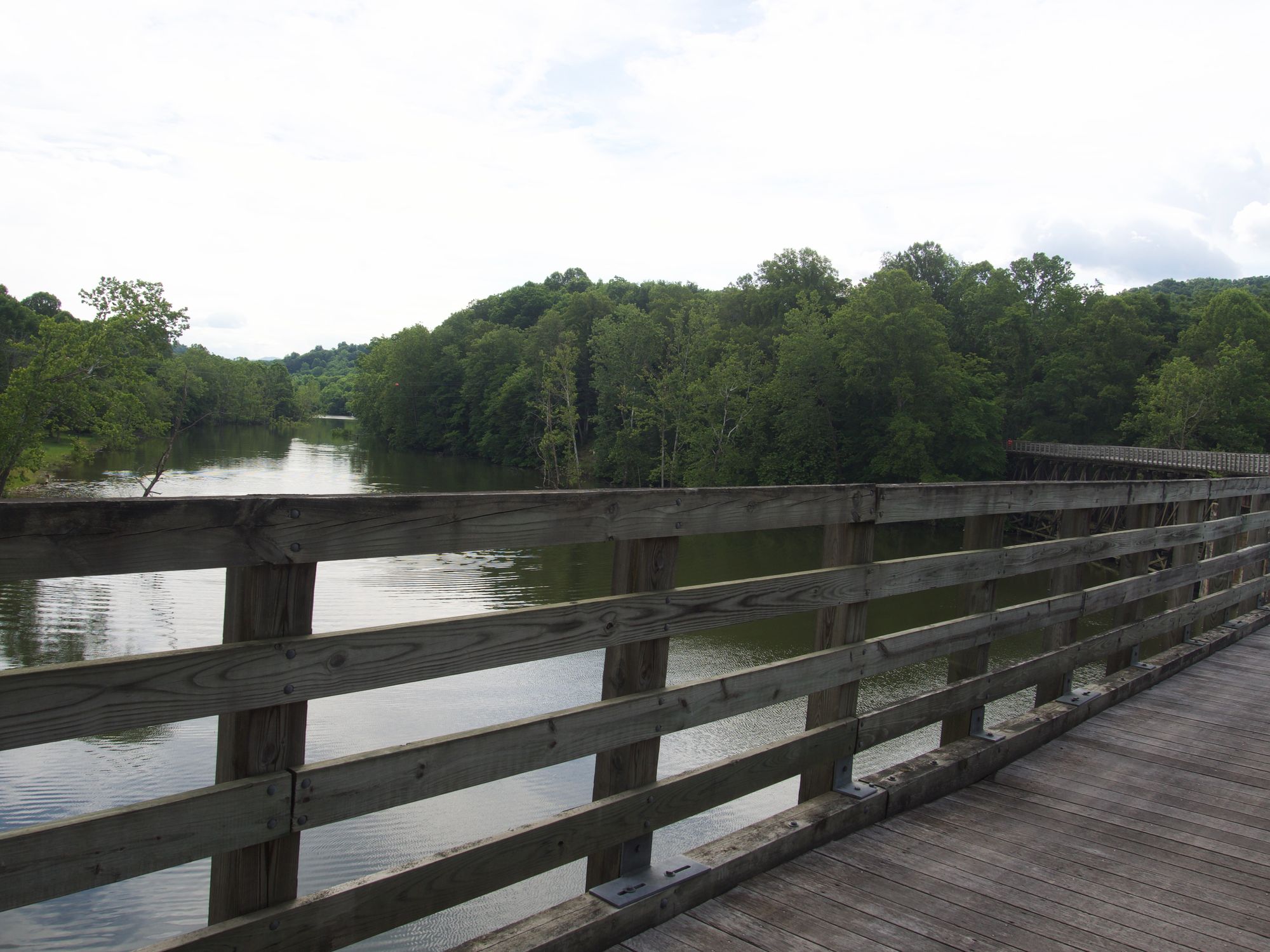 Overlooking the water from a bridge.