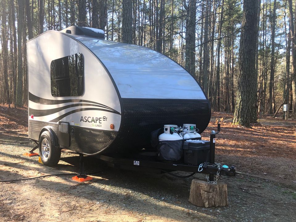 Solo trailer camping at Jordan Lake